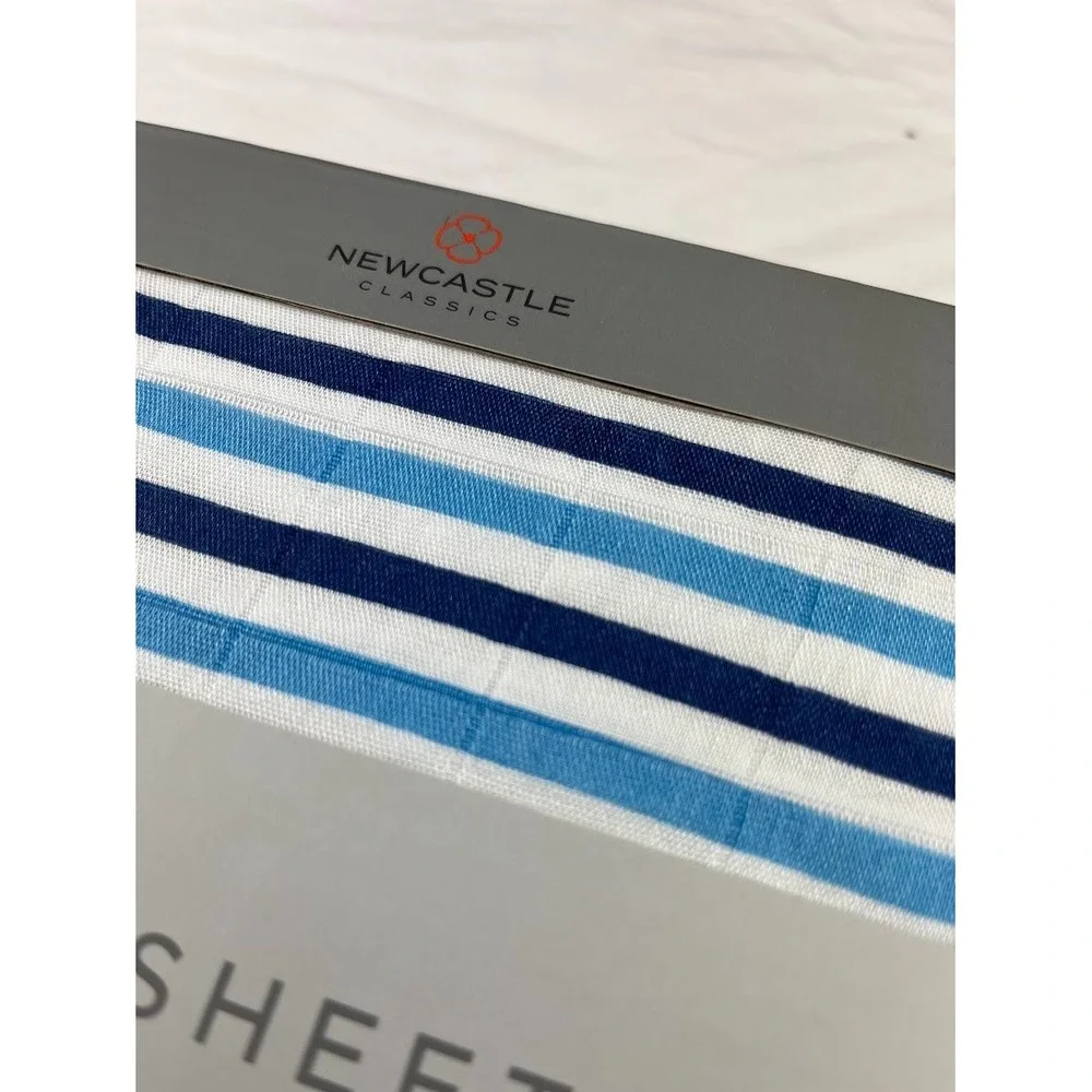 Blue‎ Stripe Bamboo Baby Crib Sheet Fitted Standard Mattress White Boy Newcastle